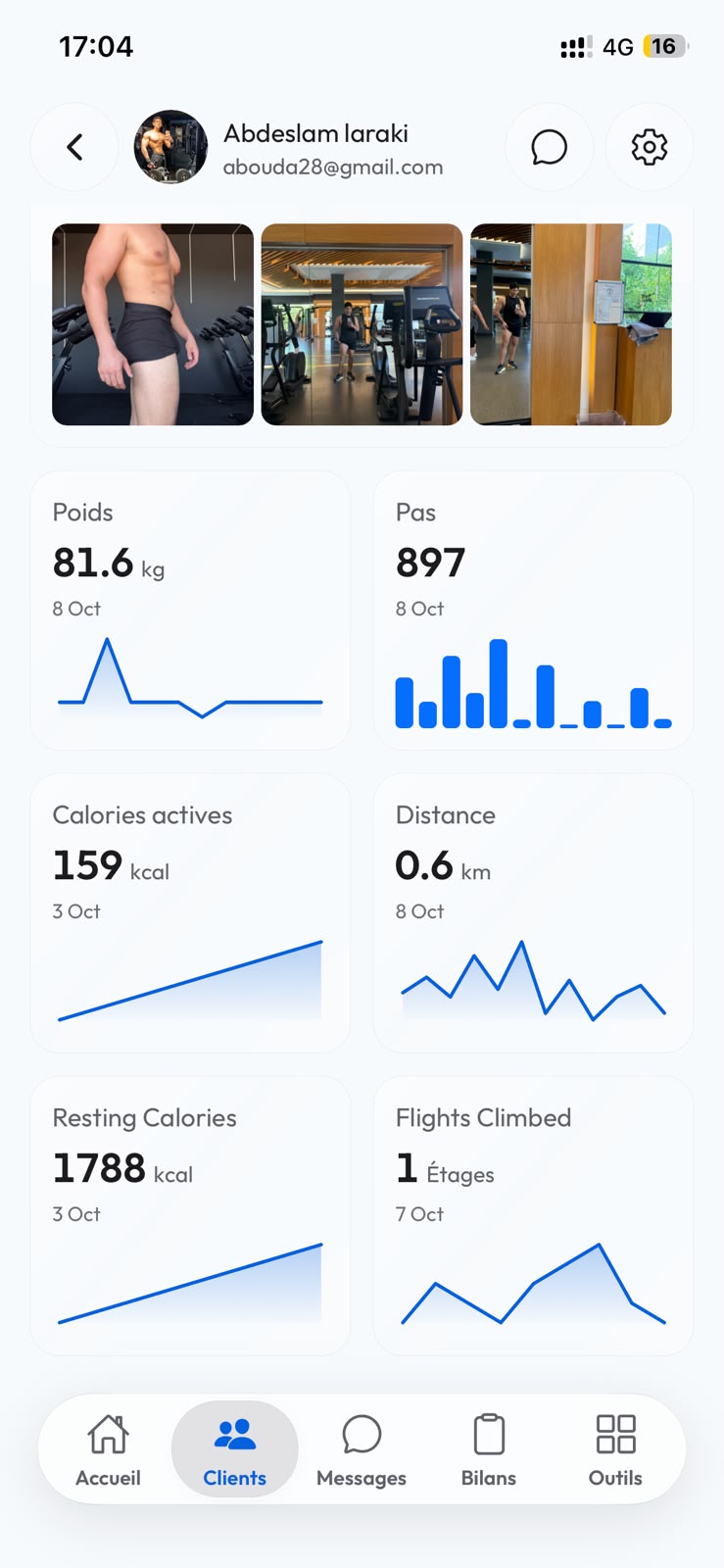 FitnScale mobile app: Client progress