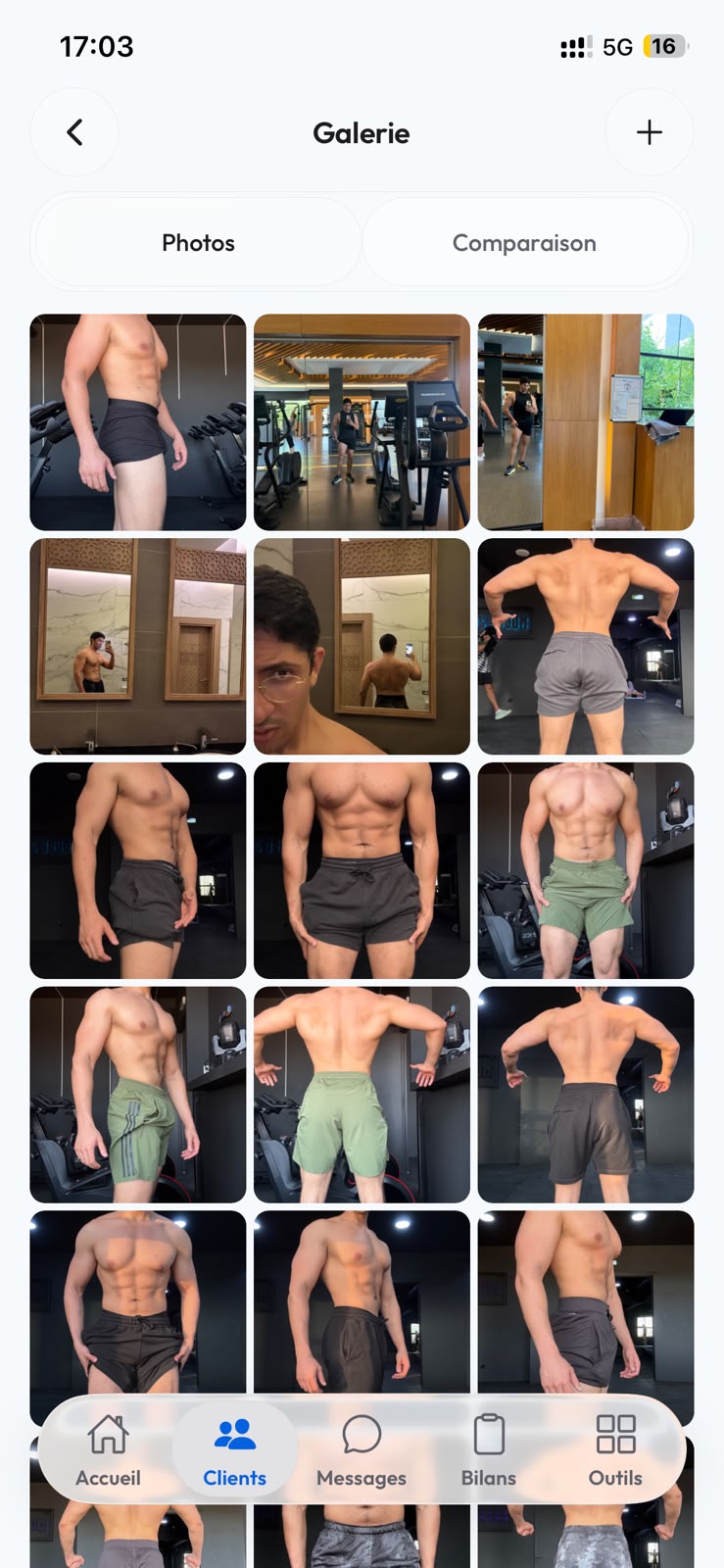 FitnScale mobile app: Progress photo gallery