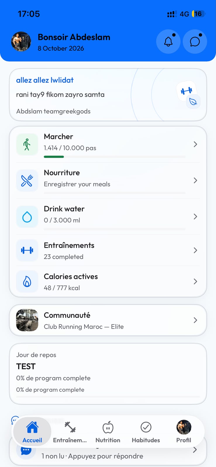 FitnScale mobile app: Daily home dashboard